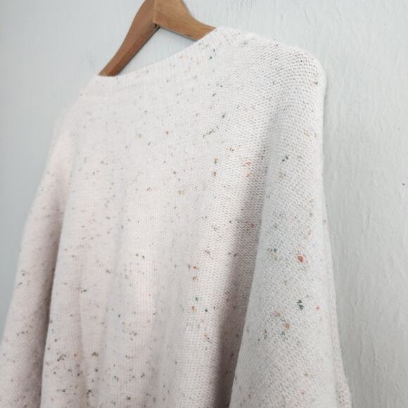 NWT Lumiere Confetti Speckled Wool Blend Dolman Sweater Pink Cream Long L - Picture 7 of 8